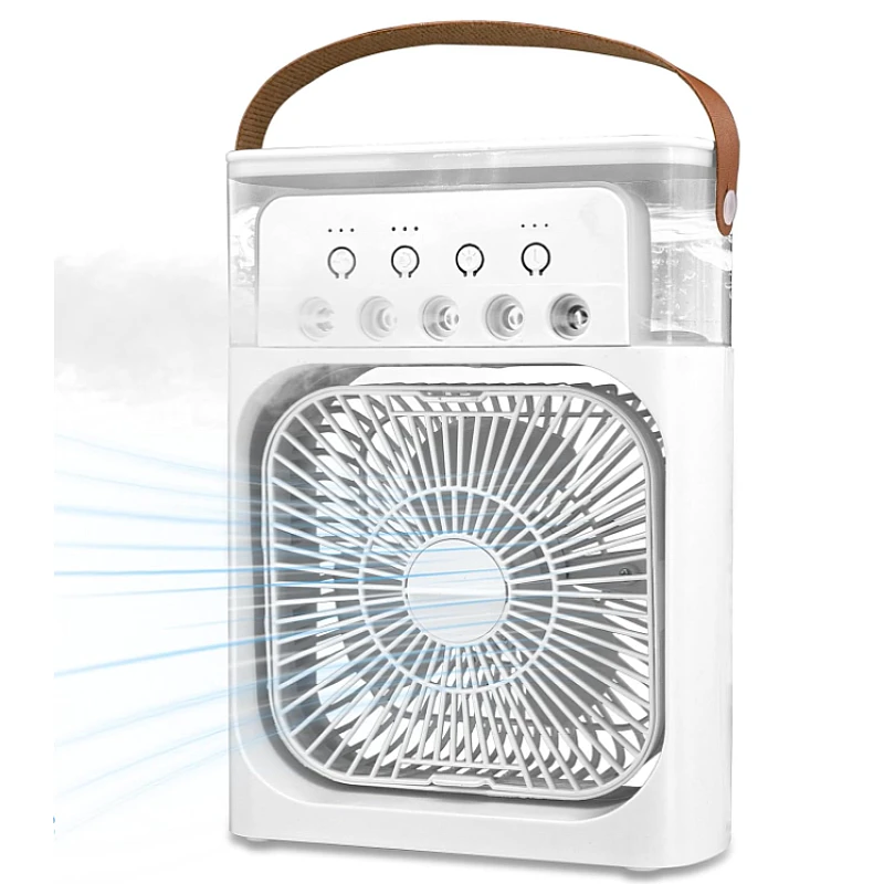 Ventilator Portabil cu Aburi 3-în-1 – Răcire, Umidificare și LED Ambiental
